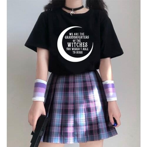 WE ARE THE GRANDDAUGHTERS OF THE WITCHES Letter Print Harajuku Fashion Female T Shirt Cotton Short Sleeve Summer Women T-Shirt