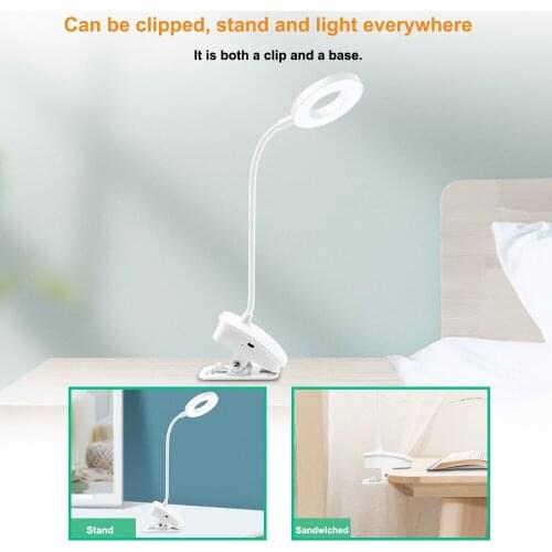 Table lamp 360 degrees Stepless Dimmable Desk Reading Three-tone Light Foldable Rotatable Touch Switch 5V USB LED Table Lamp 5