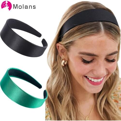 Molans New Solid Stain Headband Smooth Non-slip Wide Hair Hoops Elegant Candy Color Simple Women Hairbands Hair Accessories
