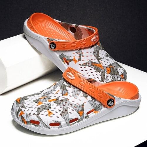 Hot Orange Summer Mens Sandals Lightweight Beach Sandals Men Clogs Slippers Comfortable Casual Flip Flops Men сандали мужские