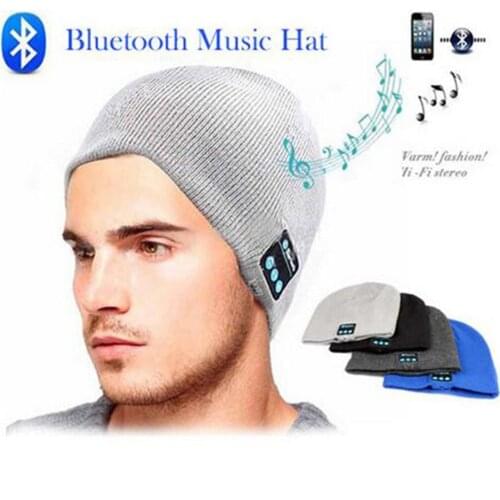 2017 HOT Beanie Hat Cap Wireless Bluetooth Earphone Smart Headset headphone Speaker Mic Winter Outdoor Sport Stereo Music Hat