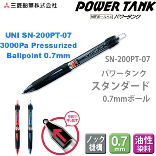 UNI POWER TANK SN-200PT-07 3000Pa Pressurized Ballpoint Pens for All-weather use quality Writting for Office & School Blue&Black