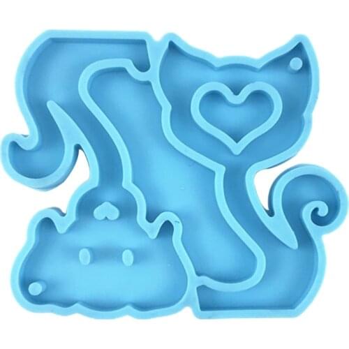 Cats Dogs Keychain Epoxy Resin Mold DIY Crafts Jewelry Pendant Silicone Mould