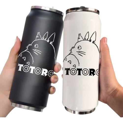 Stainless Steel Totoro Thermos Creative Cans Mug Portable Unisex Students Personality Trendy Straw Cup Water Bottles