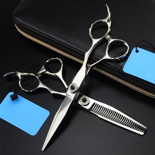 Upscale professional japan 440c steel 6 inch hair scissors cutting barber makas hair salon thinning shears hairdressing scissors