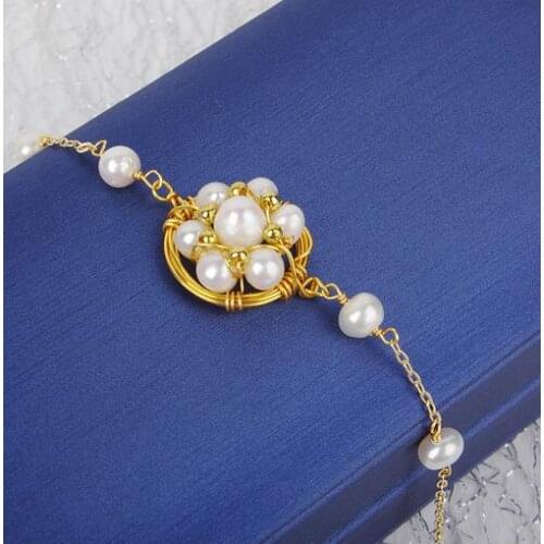 Jewelry Hand woven Lucky 14k Gold injection 100% Natural freshwater Pearl bracelet for women