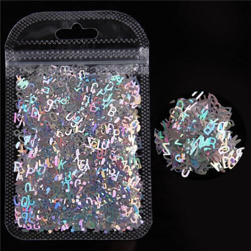 Mirror Sparkly Letter Nail Sequins Colors Nail Holographic Glitter 3D Flakes Slices Art Accessories Nail Art Decor Nail Stickers
