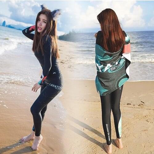 Womens Surfing Leggings and Long Sleeve Top for Sun Protection for Yoga, Swimming, Surfing, Diving Rash Guard Tights Running