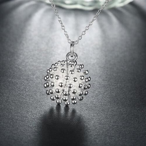 925 Sterling Silver Necklace For Women Fireworks Pendant 18 inches Christmas gift high quality wedding Jewelry