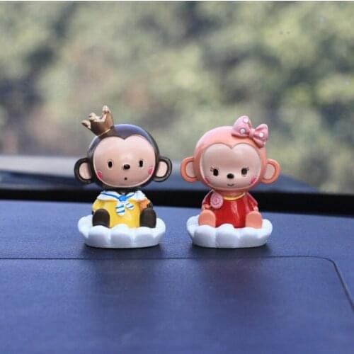 1 Pair Car Interior Accessories Lovely monkey Dolls Car Ornaments Cute Auto Decoration Nice Gift Happy Sweet Resin Toys