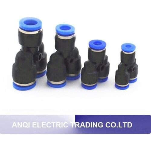 10Pcs/lot "Y" Pneumatic Connector Tee Union Push In Fitting for Air Pipe joint OD 4 6 8 10 12MM