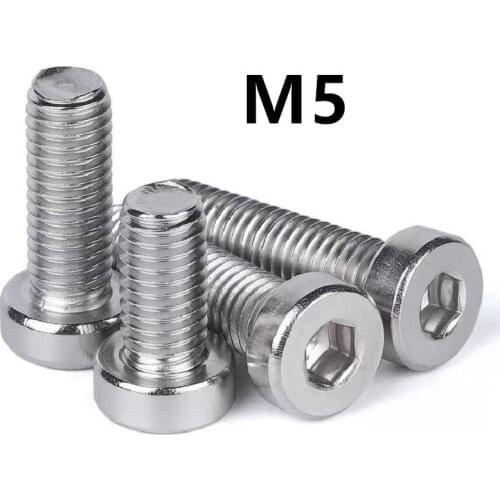 100pcs/lot M5x6/8/10/12/14/16/18/20/25/30/35/40mm DIN7984 Stainless steel low head hex socket cap screw allen screws