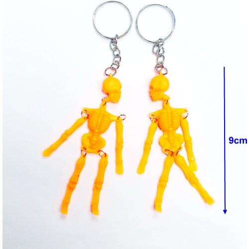 12pc 9cm orange Moving Skeleton with keychain Halloween Party Favors Carnival Pinata bag Goody Filler Novelty Gift Carniva