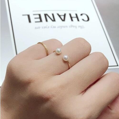14K Gold Filled Natural Pearl Rings Knuckle Rings Gold Jewelry Mujer Bague Femme Handmade Minimalism Jewelry Boho Ring for Women