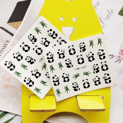 2pc Stickers for Nails Cute Panda Leaf Design Nail Art Decorations Manicure Decor Watercolor Nail Decal Stickers Accessoires
