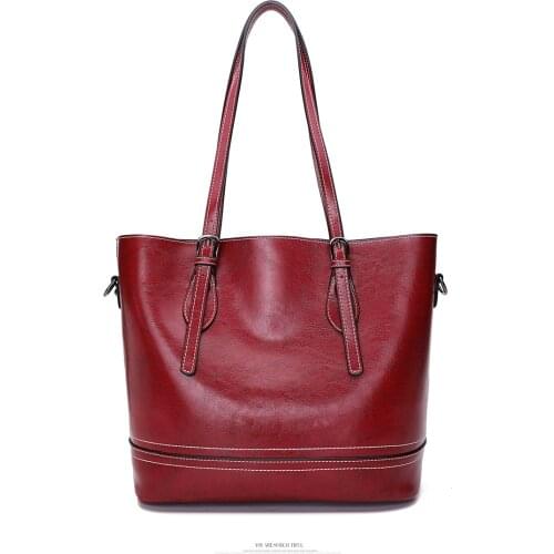 2019 New Style Brown Women Handbag 100% Genuine Leather Female Shoulder Purse Ladies Black Tote Bag Large Capacity Shopping Bags