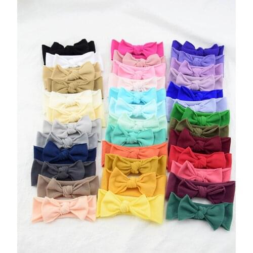 37pc/lot Colorful Baby Bow Nylon Headband Newborn Super Soft Nylon Bows Headbands for Children Girls Head wraps Hair Accessories