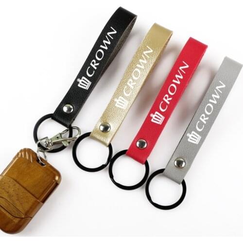 Fashion car Key Holder Artificial Leather Rope PU Key chain Keychain for Toyota CROWN Auto Pendant Keyring Accessories