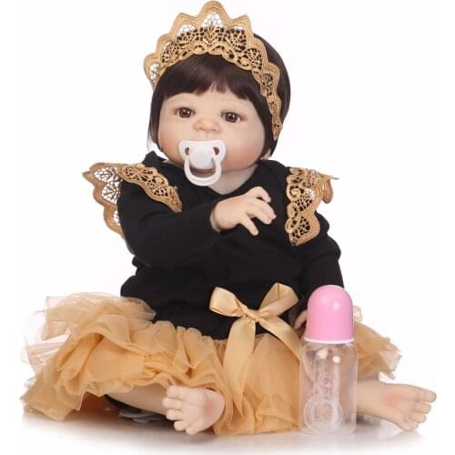 Bebes doll with 55CM Real Full Body Silicone Girl Reborn Baby Doll Toy Babies Princess Dolls Bebes Reborn Bonecas Brinquedos