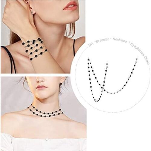Eyeglasses Chain Colorful Black Crystal Beads Fashion Sunglasses Retainer Eyewear Strap Cord Women Layered Necklace Bracelet
