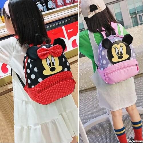 Disney Mickey mouse Childrens School Bag Kindergarten Boy Girl Baby Backpack Minnie Plush Bag Cartoon Backpack Kids Gifts