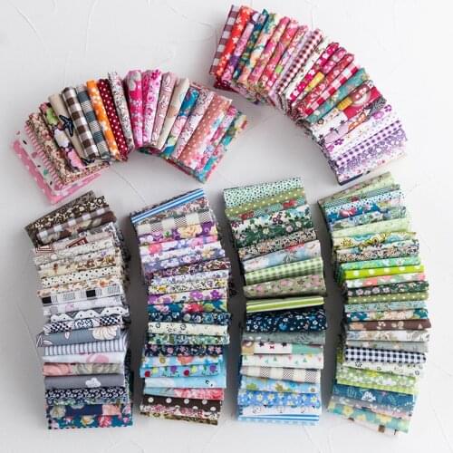 Floral Vintage Print Cotton Patchwork Fabric Thin Handmade DIY Doll Cloth Accessories 24*25cm 50 Pieces/Lot TJ0537