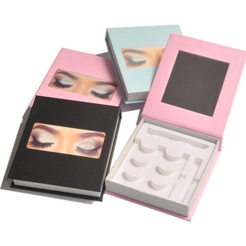Wholesale items Eye lash Book Boxes Lash Package Mirror Suitcase Eyelash Packaging Box Custom Faux Cils Fake Strip Case Vendors