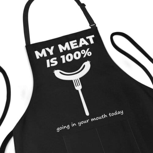 Custom Cake Bakery Kitchen Aprons For Men,personalised My Meat is 100% Going In Your Mouth Apron,Funny Mens Grill Gag Grill Gift