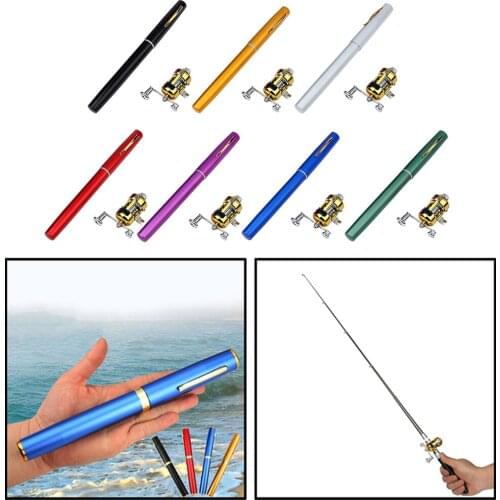 Mini Pocket Fishing Rod Pole Golden Reel 0.18mm/ 0.2mm/0.25mm Line Capacity 2.1:1 Gear Ratio for Outdoor River Lake Freshwater