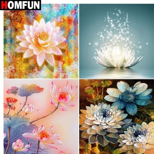HOMFUN Rhinestone Painting Crystal Decor Diy Diamond Painting "Flower lotus" 3D Cross Stitch Pattern Diamond Embroidery