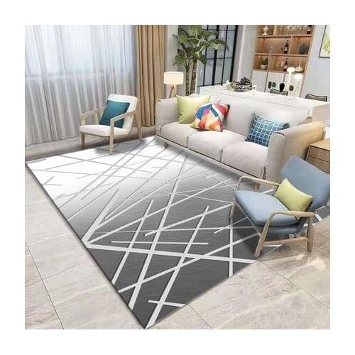Nordic Style Carpet Rectangular Striped Bedroom Living Room Non-Slip Mat