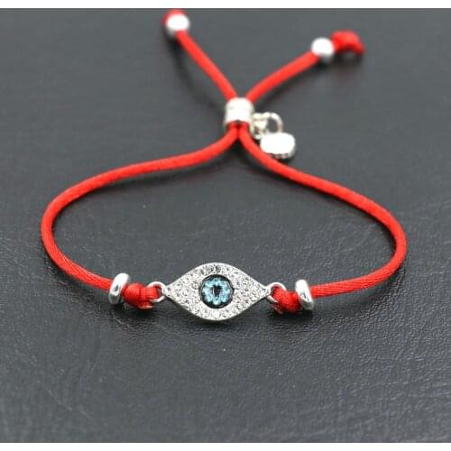 Minimalist Silver Color Turkish Evil Eye Bracelet Fashion Red Rope Thread Braid Adjustable Women Bracelet Friendship Men Jewelry