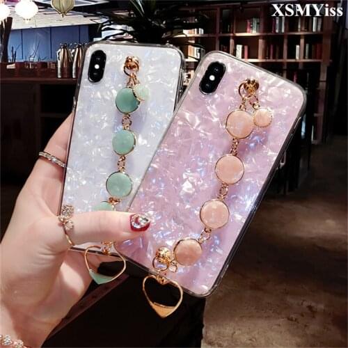 Fashion Conch Shell Phone Case For iphone Xs Max XR Case For iphone 11 Pro MAX 6 7 8 Plus Rhinestone Chain Tassel Back Cover