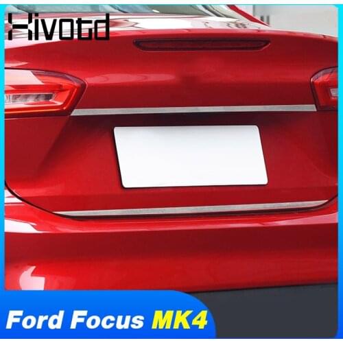Stainless Steel Rear Trunk Lid Cover Trim Strip Car Styling Chrome Trim For Ford Focus Mk4 ST Line 2019 2020 Accessories