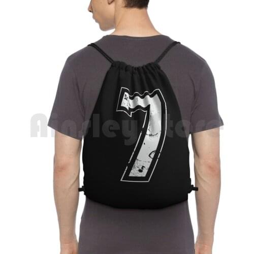 Number 7 Seven Gray Jersey Sports Athletic Player Backpack Drawstring Bags Gym Bag Waterproof 7 Number 7 Seven Number