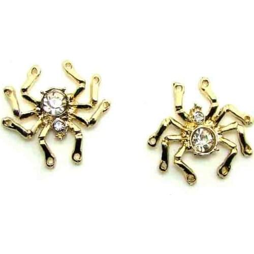 New hot designer women t-shirt garments gold crystal fashion metal spider 4holes sewing on button apparel accessories 12pcx