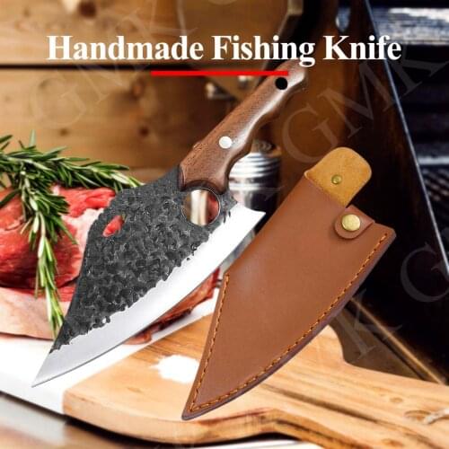 High Hardness Butcher Knife Stainless Steel Fishing Knife Sharp Meat Cleaver Chef Knife Outdoor Cooking Cutter