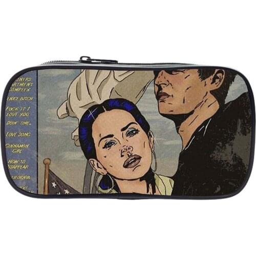 Singer Lana Del Rey Pencil Case Kids Storage Bag Student Large-capacity Multifunction Pen Case Fashion Cartoon Stationery Box