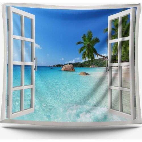 Landscape Wall Hanging Tapestry Beach Wall Tapestry Scenic Curtain Forest Tree Tapestry Mat Blanket Home Decoration Accessories
