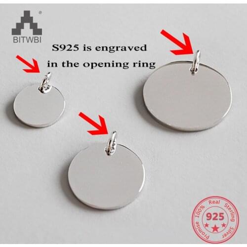 Genuine 925 Sterling Silver Disc Pendant Fashion Simple Charm Geometric DIY Glossy Gold Necklaces Pendant For Man Women Gift