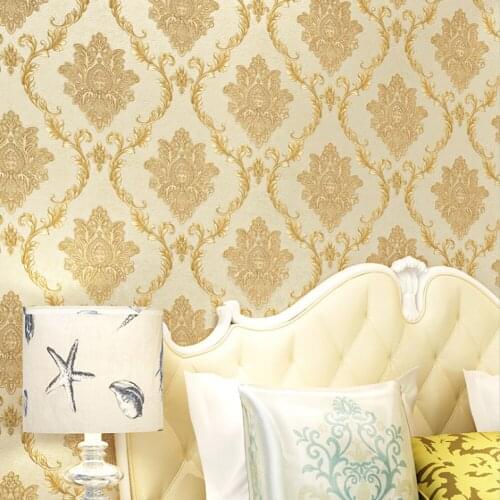 Q QIHANG European style Damascus Luxury Embossed Flower Bedroom Living Room PVC Wallpaper Roll 5.3m2