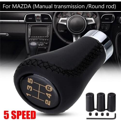 5 Speed Car Gear Shift Knob Manual Shifter Lever Stick PU Leather for Manual Transmission