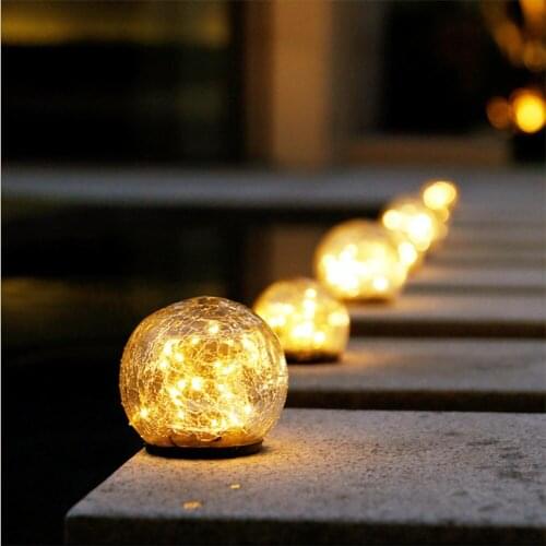 Cracked Glass Ball LED Solar Buried Light Outdoor Waterproof IP65 Underground Light For Decorated Patio Stairs Lawn Garden Light