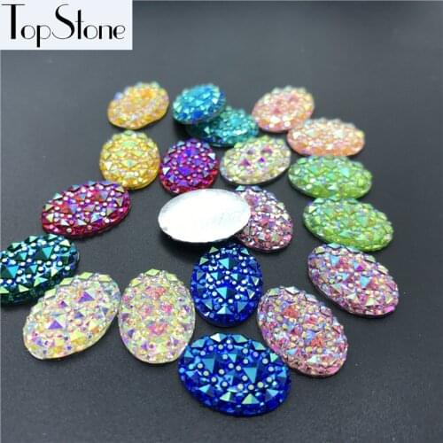 Topstone 100Pcs/lot Oval Shape 10x14/13x18 mm Resin Rhinestones Flatback Scrapbooking For Crafts Jewelry Accessorie