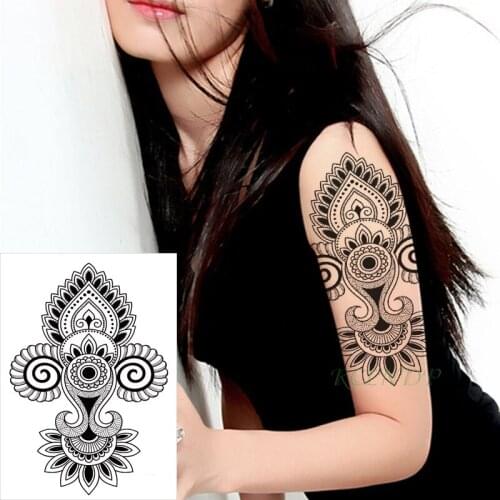Waterproof Temporary Tattoo sticker totem datura flower petal geometric pattern big flash tatoo fake tatto for Girl Men Women