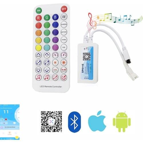 WS2812 WS2811 LED Controller SP611E Bluetooth Music App IR Keys for WS2812B Addressable LED Light Strip DC5V-24V
