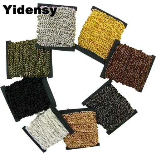 Yidensy 1M Iron Bulk Chain Wide 2.5mm 3.5mm 4.5mm Antique Bronze Gold Silver Color for Necklace Bracelet DIY Jewelry Findings