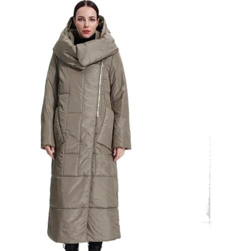 Womens Parka Long Jacket Removable Hooded Quilted Collar Puffer Coats Office Lady Windbreak Quality Fluff Plumon Clothes 18-956