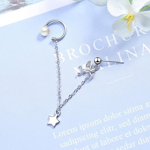 KOFSAC New Fashion 925 Sterling Silver Earrings For Women Jewelry Charm Star Angel Pearl Earring Lady Anniversary Party Gifts