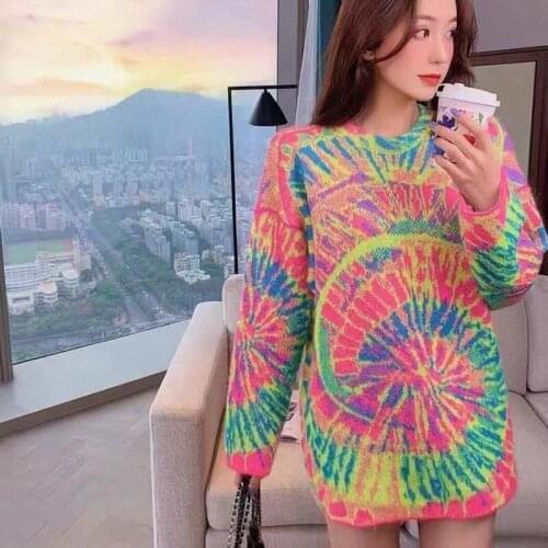 Loose Women New Vintage Warm Thicken Sweaters Oversized Print Jacquard Pullovers Winter Autumn Knitted Retro Loose Tops Blusas